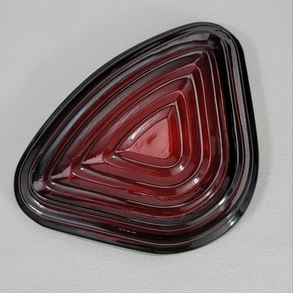 Vtg Royal Ruby Triangular Relish Insert Glass Dish - Picture 3 of 12